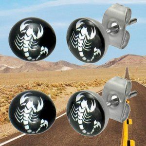 NEW (2-PACK) SCORPION STUD EARRINGS METAL JEWELRY